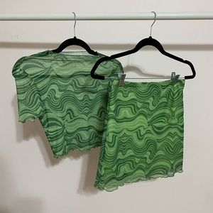 Green Patterned Two Piece Set